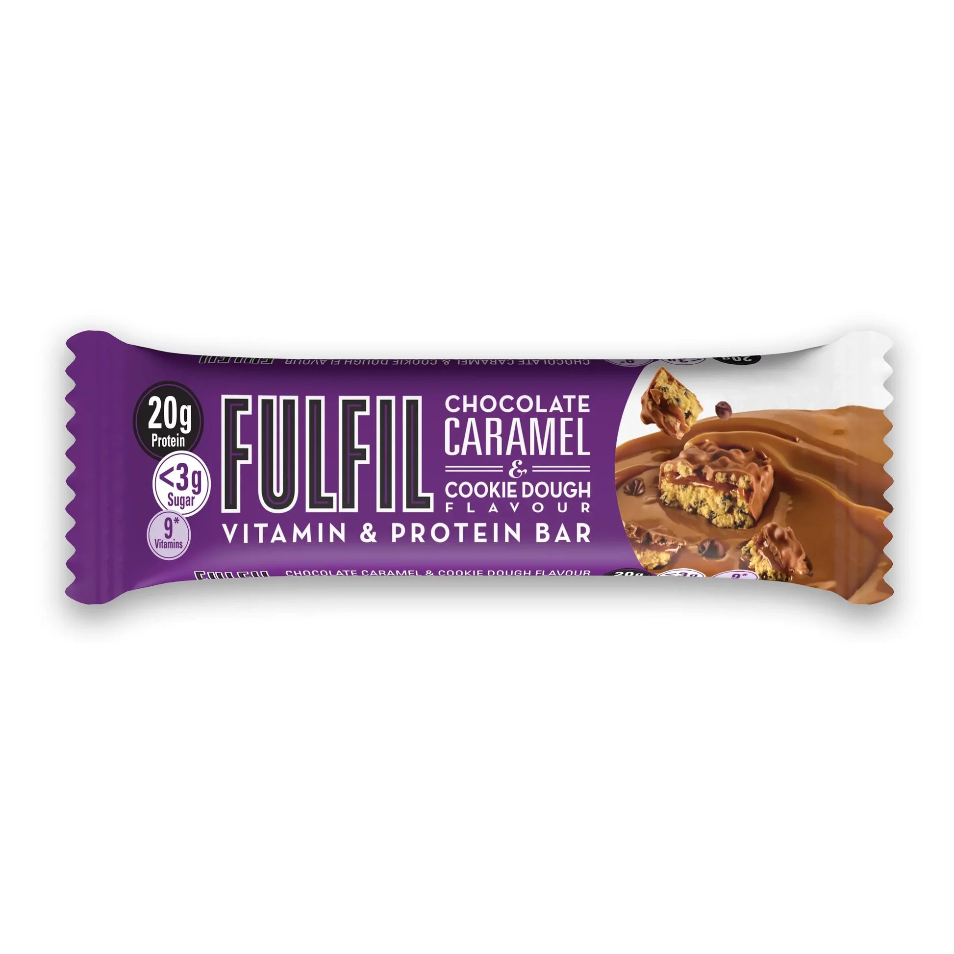 15 x Fulfil Chocolate Caramel & Cookie Dough Vitamin & Protein Bar 55G