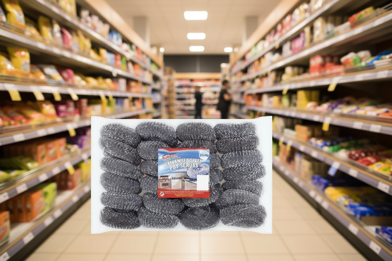 3 x Killeen Galvanised Steel Pot Scrubs 25 X 30G