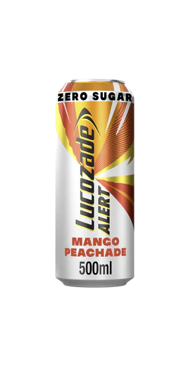 12 x Lucozade Alert  Zero Mango & Peach Caffeine Energy Drink 500Ml