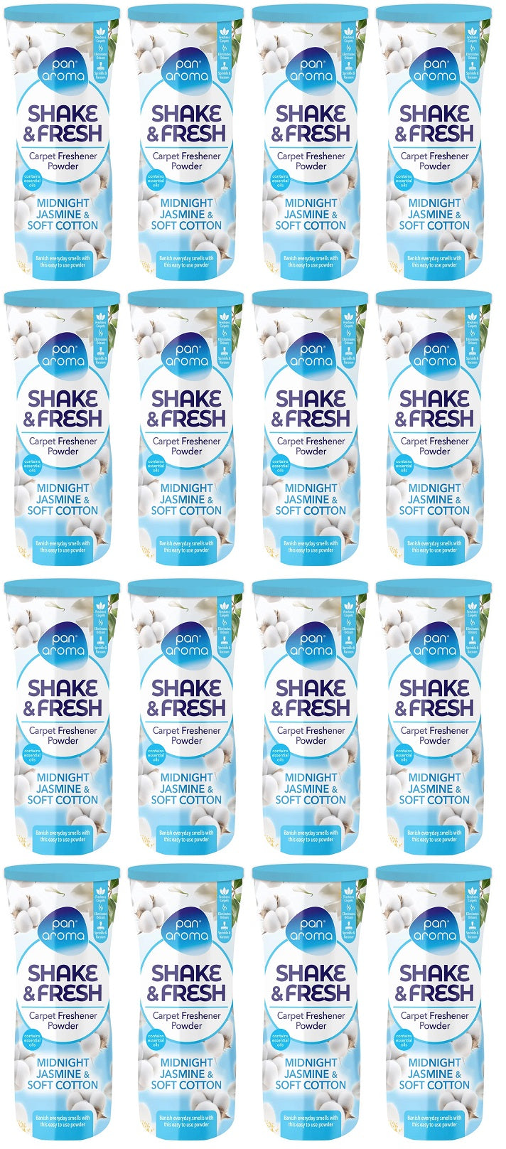 16 X Pan Aroma Shake & Fresh Carpet Powder Jasmine - 500Gm