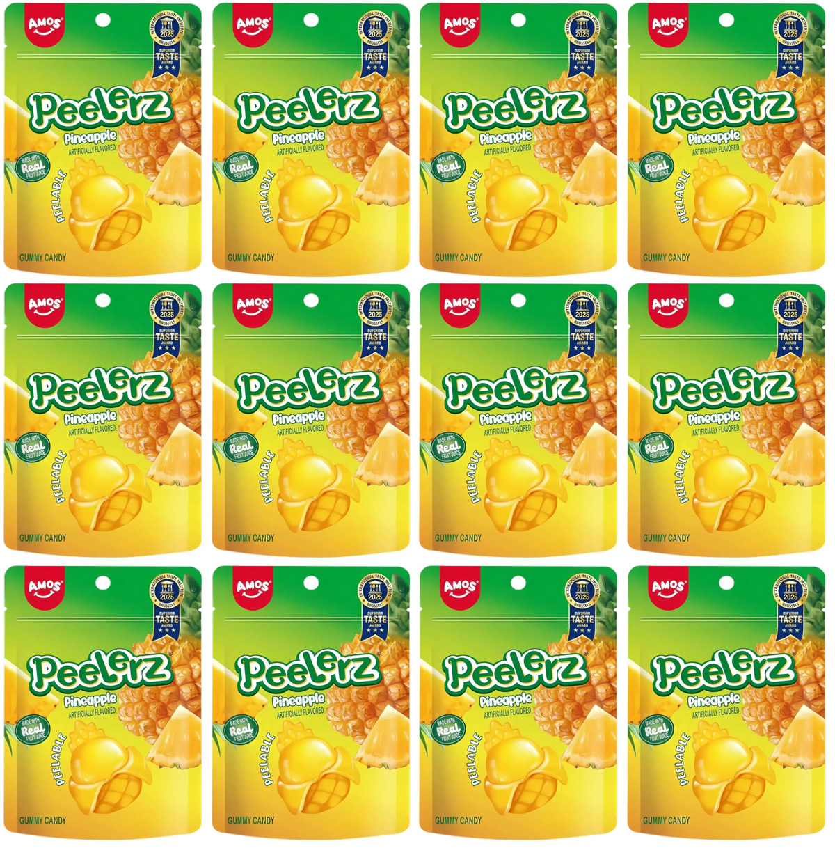 12 X Amos Peelerz Gummy Pineapple - 65Gm