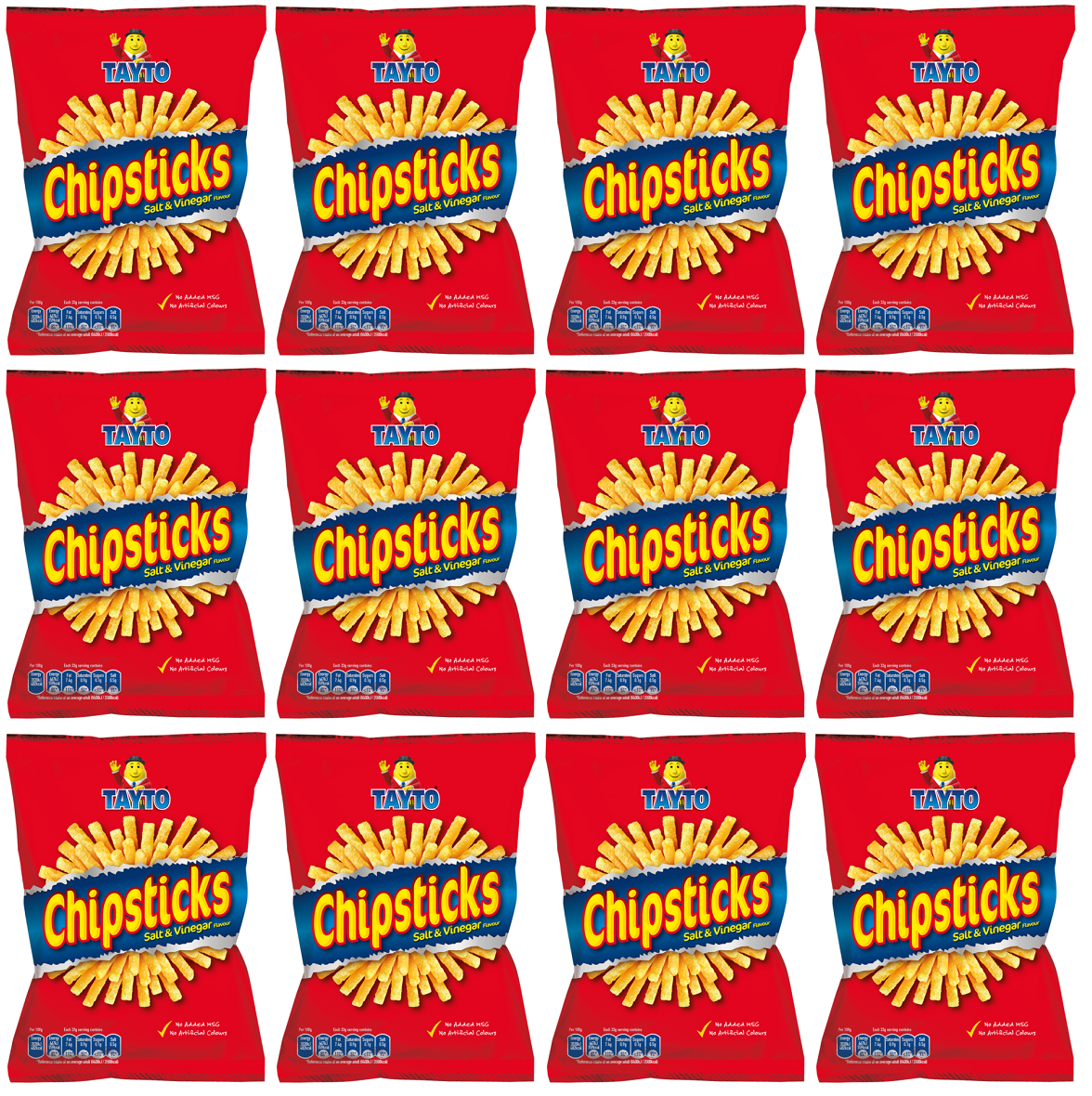 12 x Tayto Chipsticks Salt & Vinegar Flavour 6 X 28G