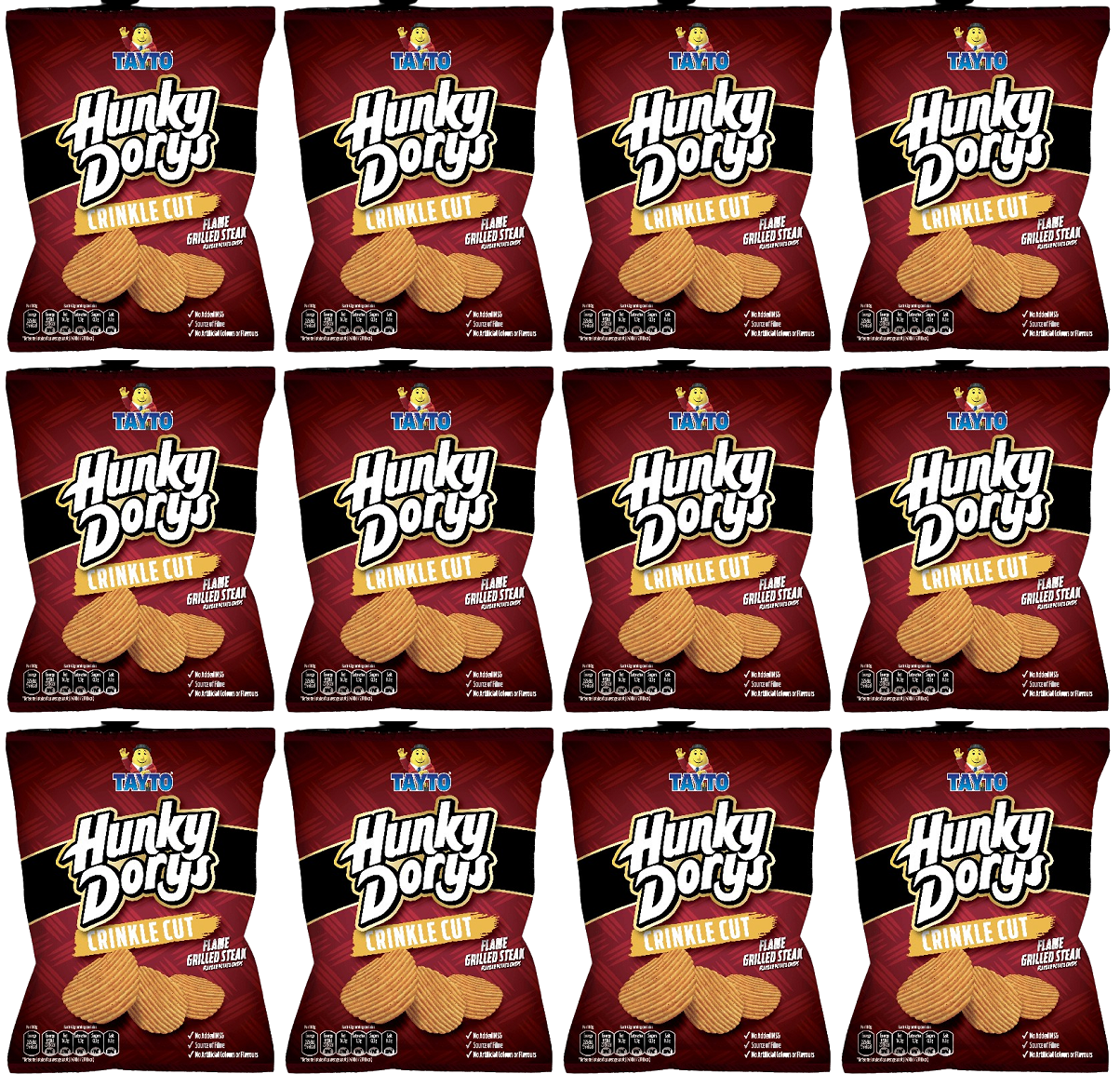 12 x Hunky Dorys Flame Grilled Steak Crisps 135G