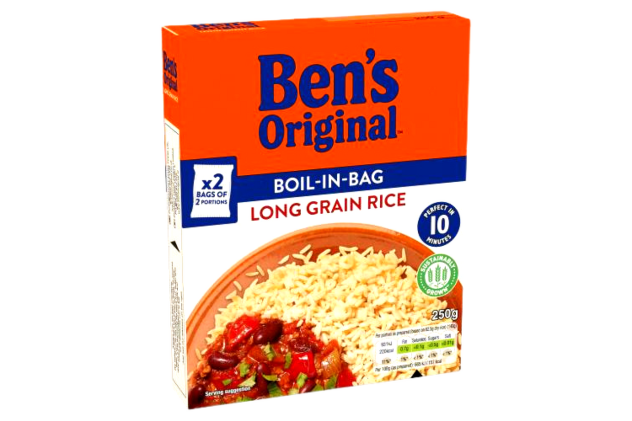 12 x Bens Original Boil In Bag Long Grain Rice 2 X 125G