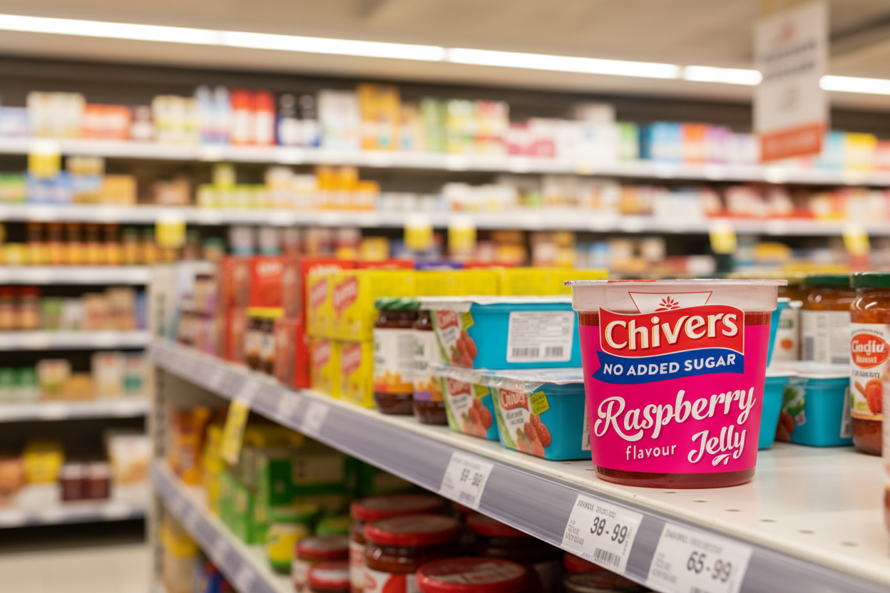 12 x Chivers No Added Sugar Raspberry Flavour Jelly 115G