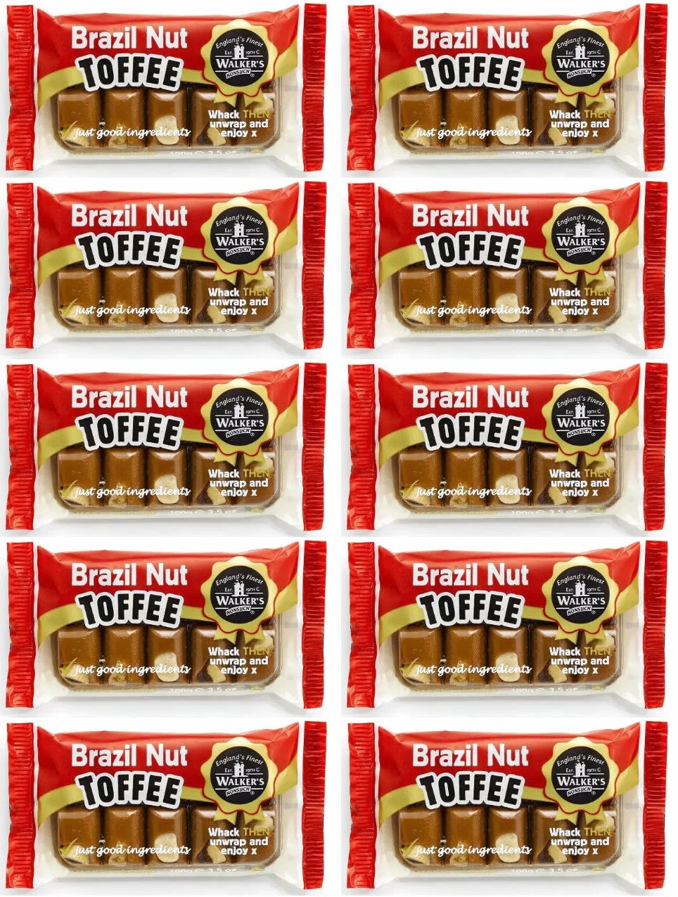 10 x Walker's Nonsuch Brazil Nut Tray Toffee 10 X 100G