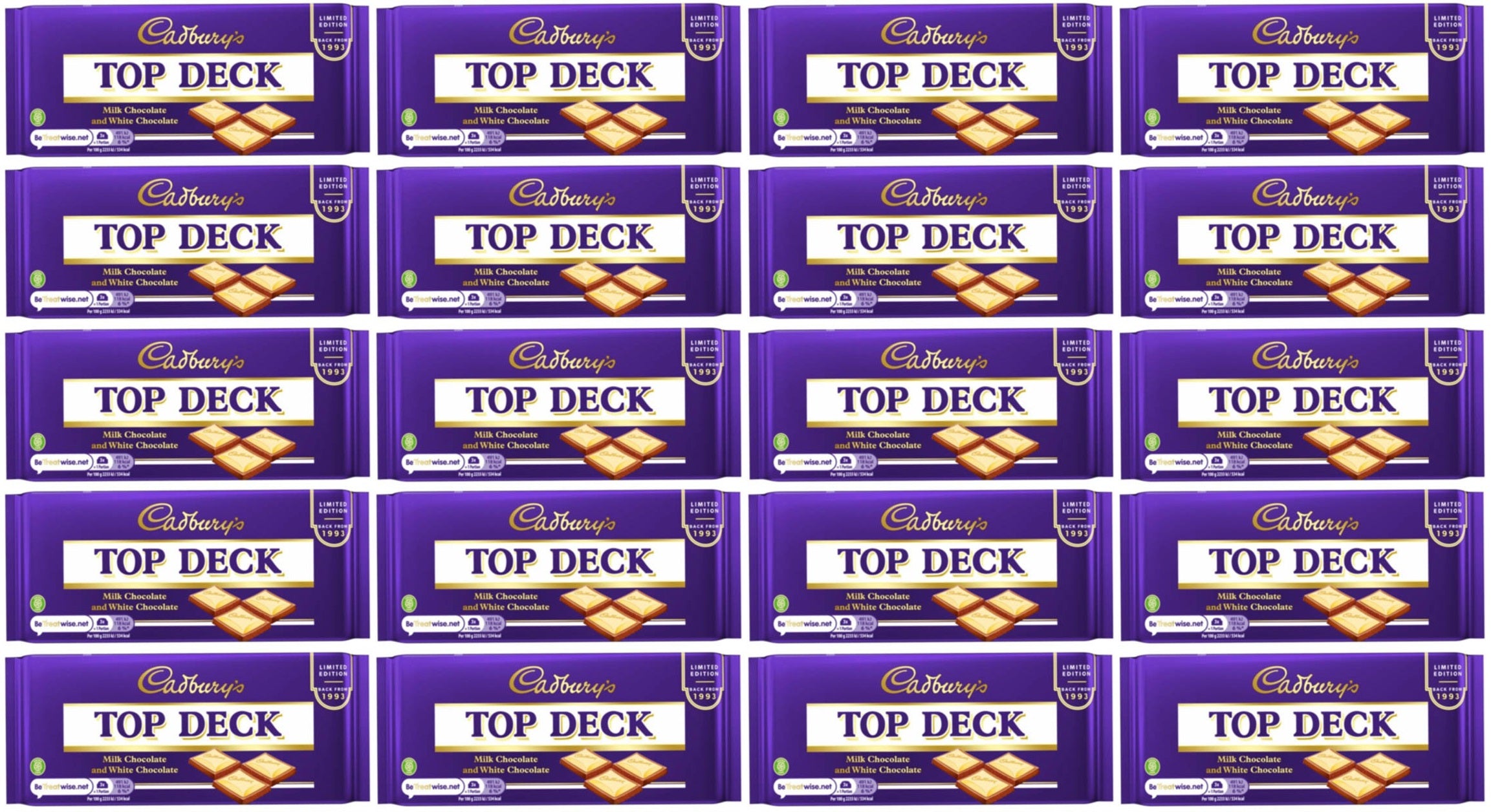 20 x Cadbury Top Deck Chocolate Bar 110G