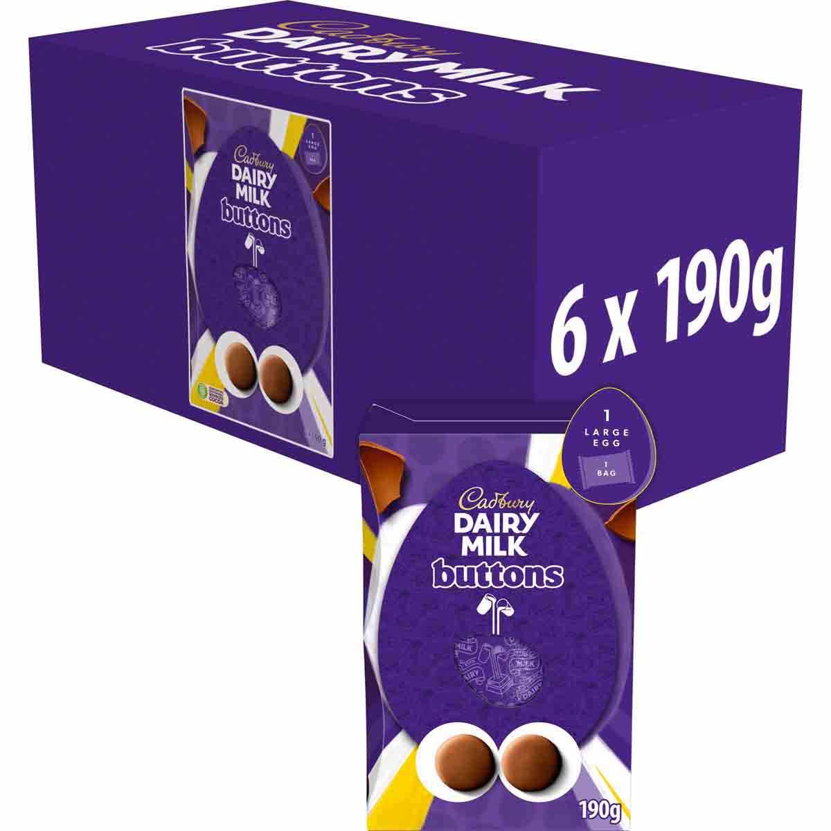 6 X Cadbury Giant Buttons Traditional Egg - 190Gm