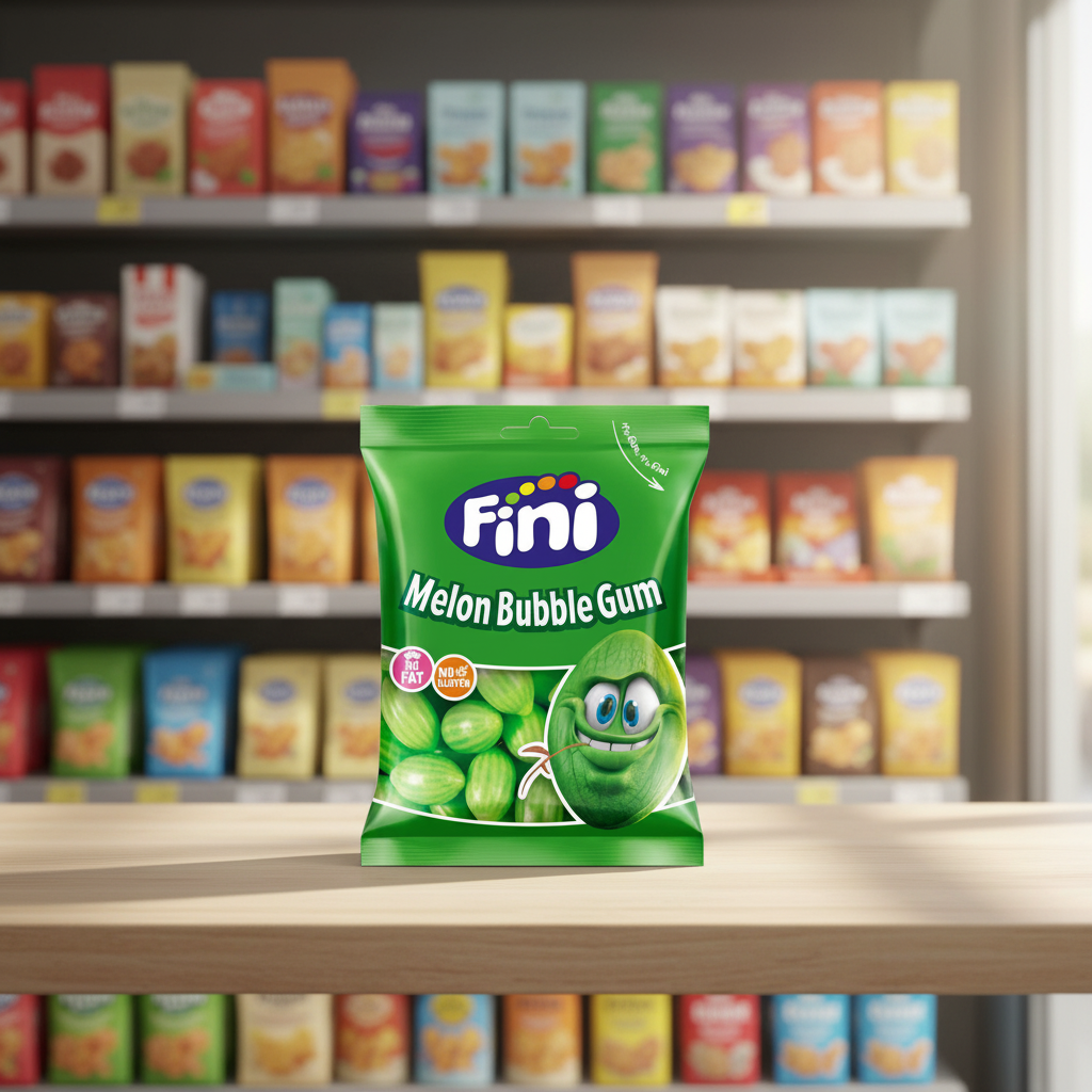 12 X Fini Melon Bubble Gum Sweet Bag - 75Gm