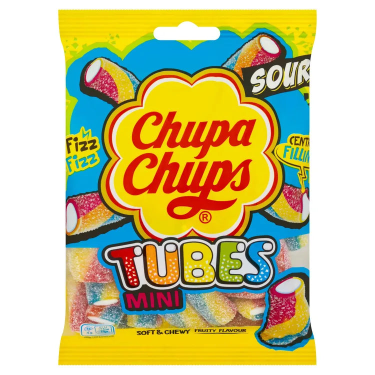 12 X Chupa Chups Fruity Flavour Mini Tubes - 130Gm