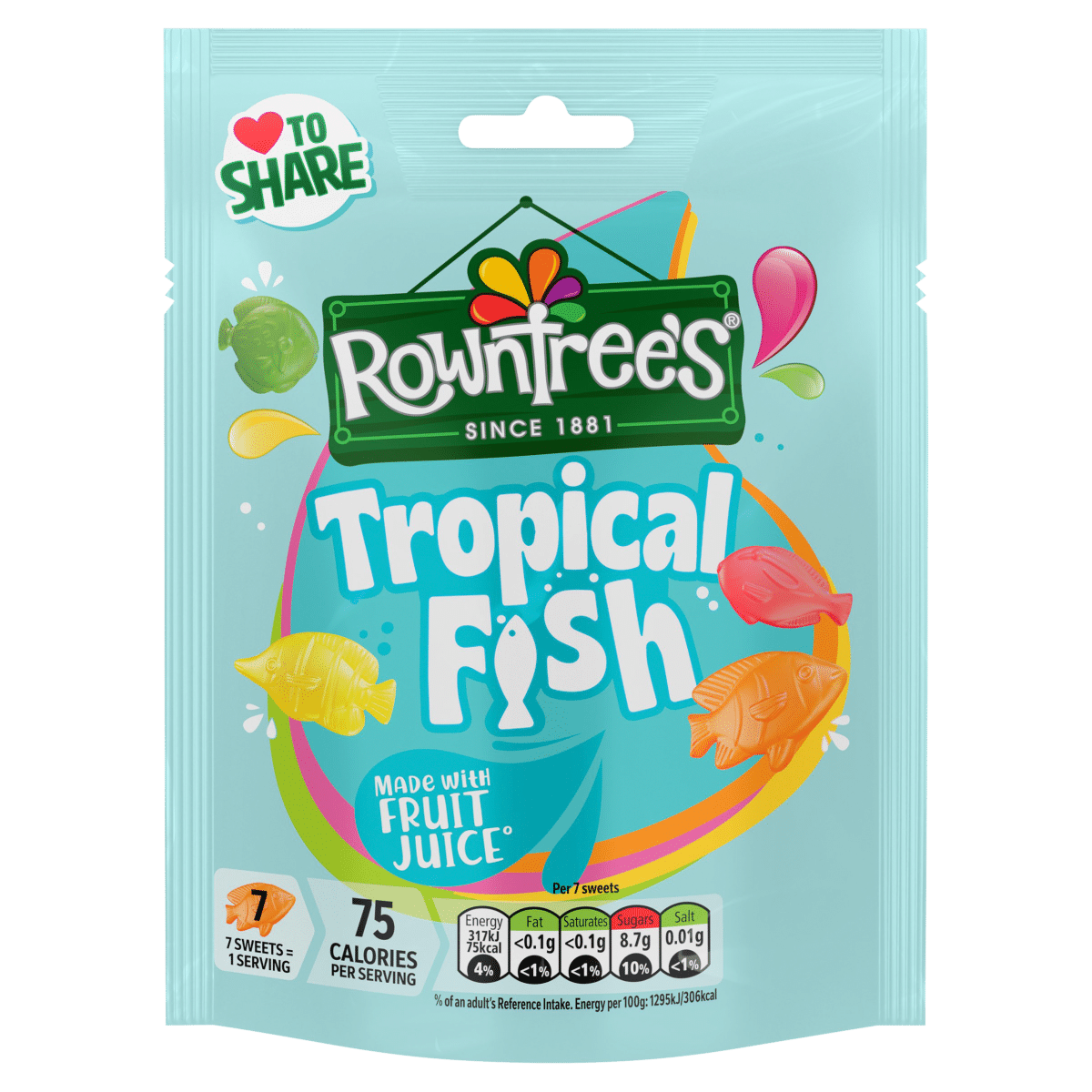 10 X Rowntrees Tropical Fish Pouch - 115Gm