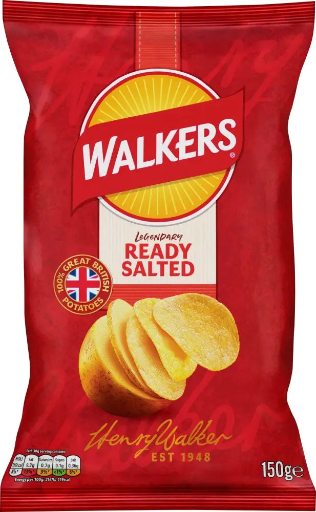 6 X Walkers Ready Salted Sharing Bag - 150Gm