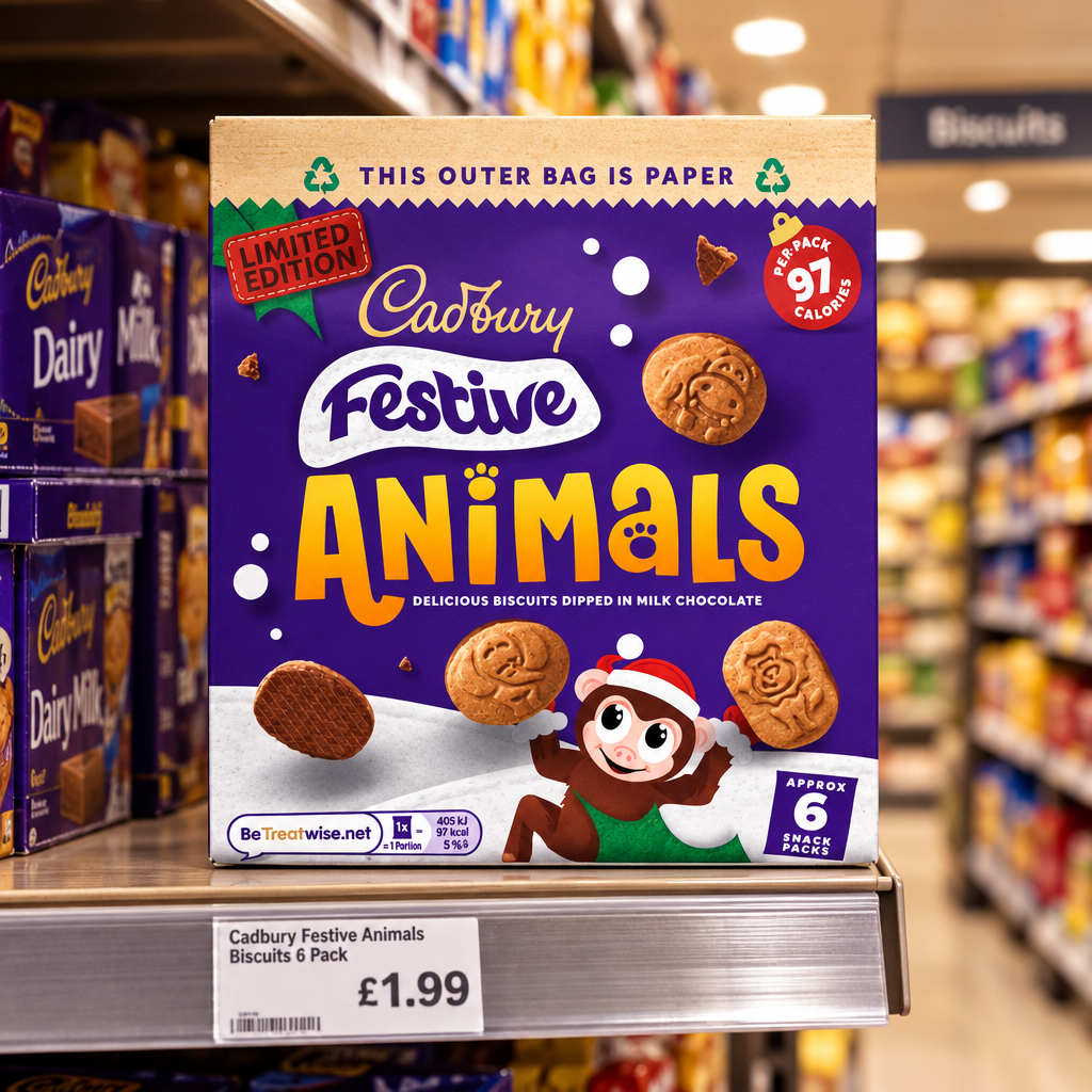 8 X Cadbury Festive Animals Biscuits - 119Gm