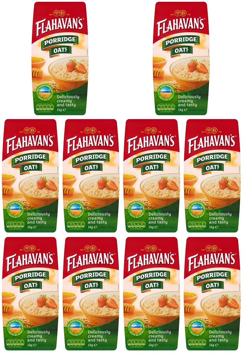 10 x Flahavans Porridge Oats Ni - 1KG