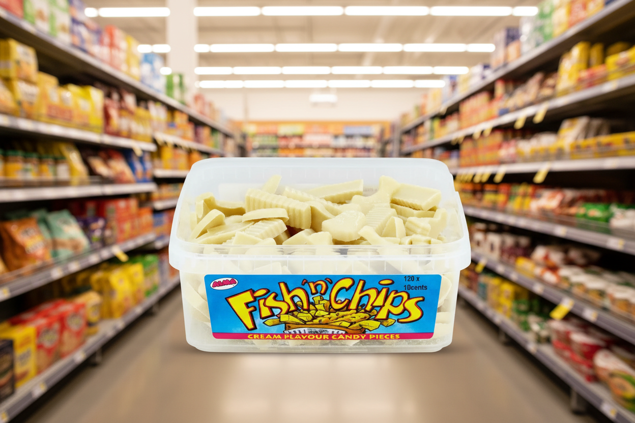 120 x Alma Fish  N  Chips Cream Flavour Candy 120 Pieces