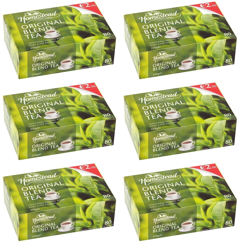 6 x Homestead Original Blend Tea 80 Teabags 250G