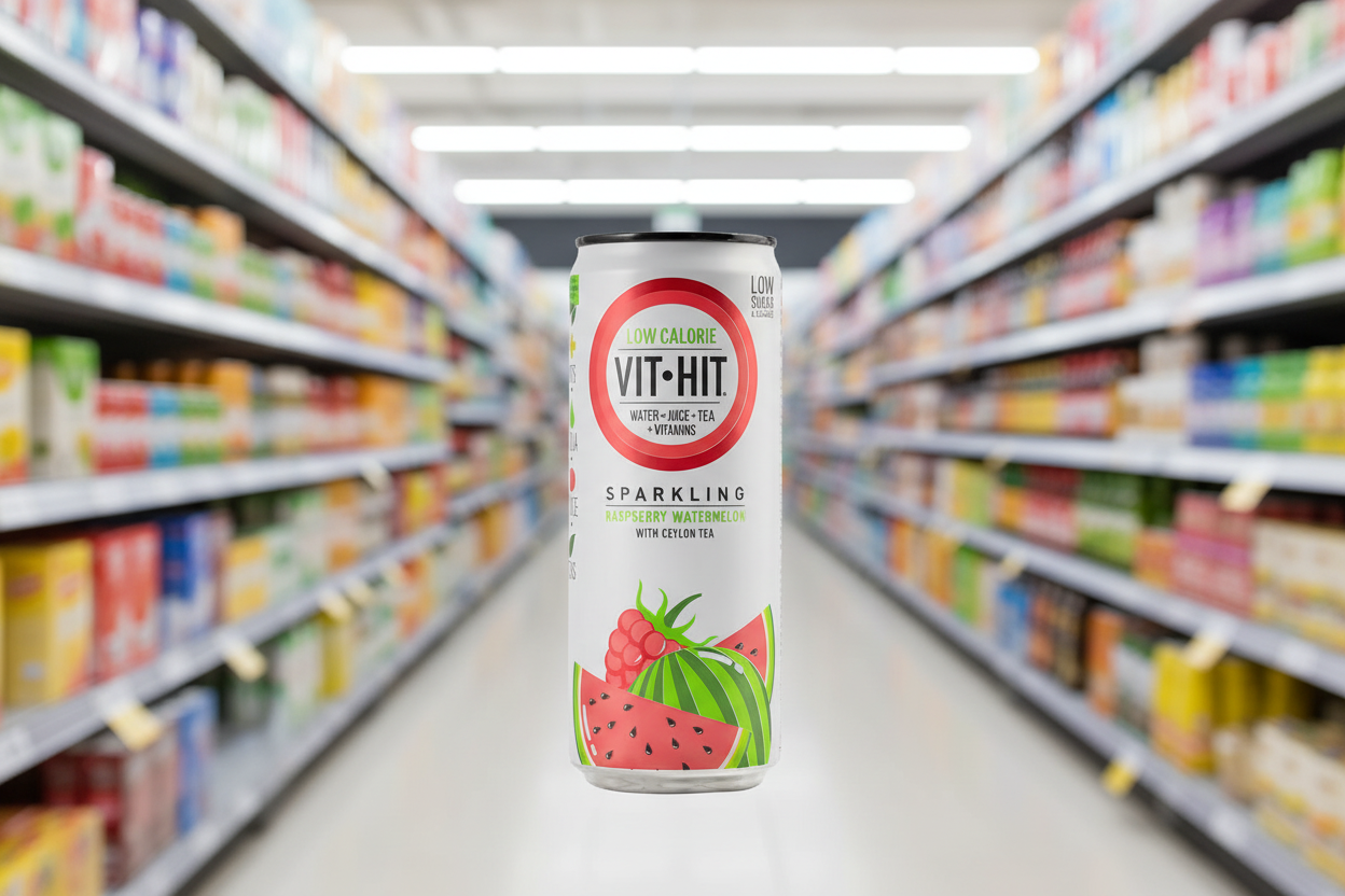 12 x Vit Hit Sparkling Raspberry & Watermelon With Ceylon Tea 330Ml