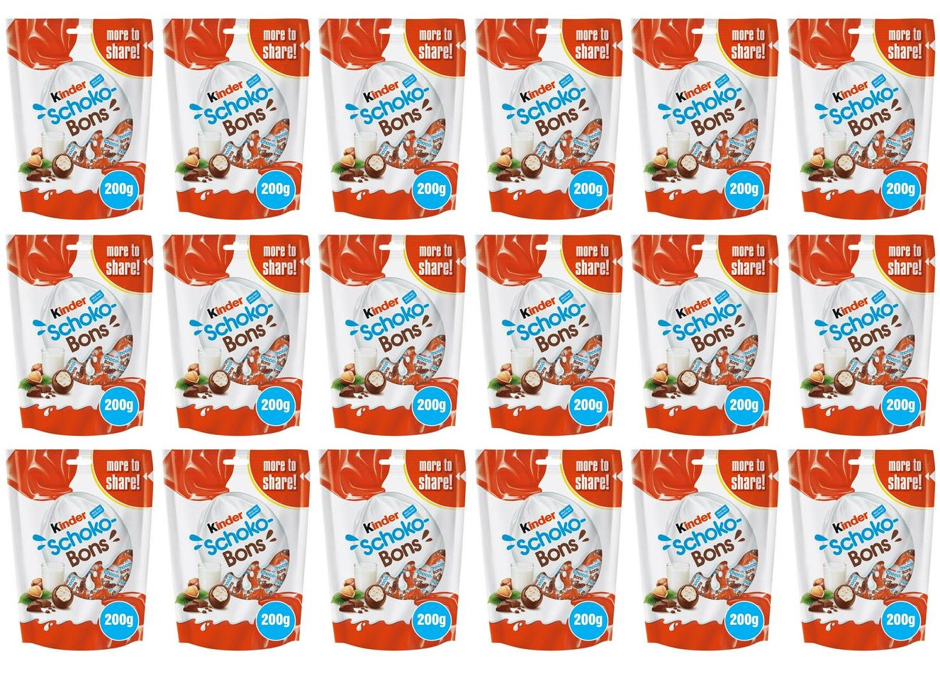 18 x Kinder Milk And Hazelnut Schoko Bons 200G