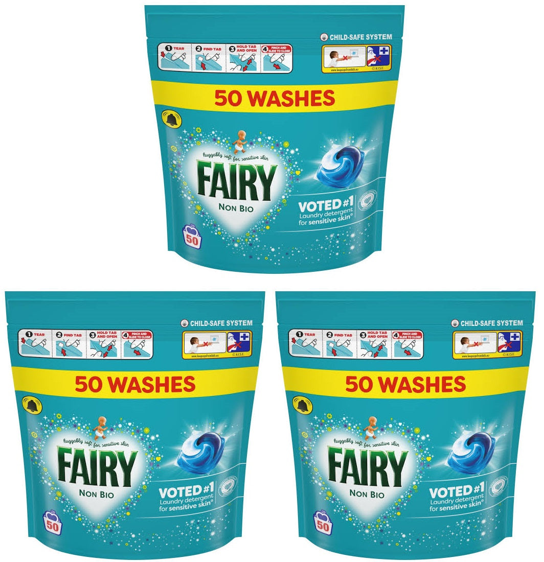 3 X Fairy Non Bio 4 In 1 Pods - 50 Pack