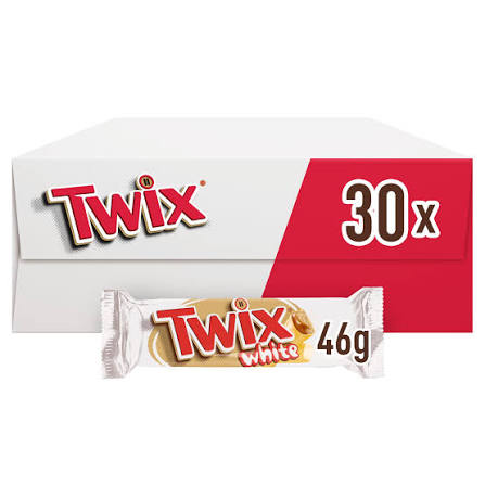 30 X Twix White Chocolate Biscuit Twin Bars - 46Gm