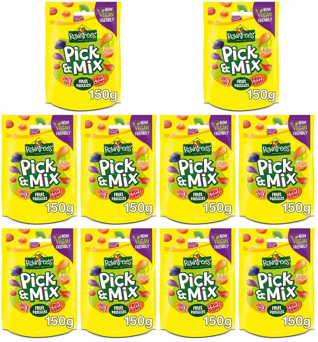 10 x Rowntree's Pick & Mix Vegan Friendly Sweets Sharing Bag 150G