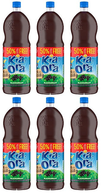 6 x Kia Ora Blackcurrant +50% Extra Free - 1.5LTR