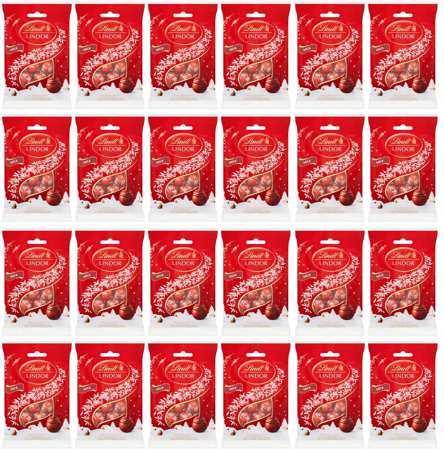 24 x Lindt Lindor Christmas Milk Chocolate Mini Truffles Bag 80G