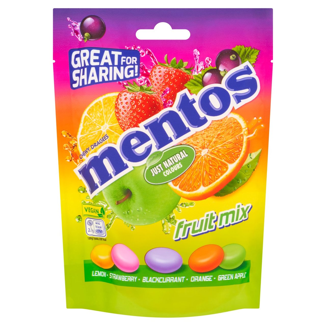 7 X Mentos Fruit Mix Bag - 140Gm