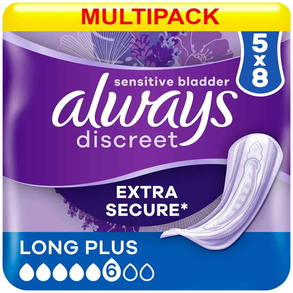 5 x Always Discreet Long Plus  - 8 PACK