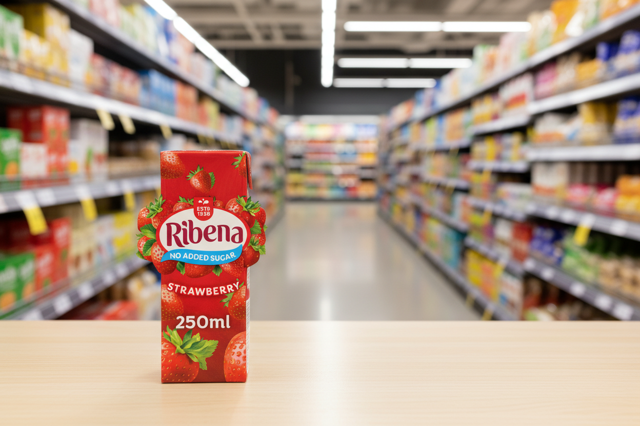 24 x Ribena No Added Sugar Strawberry Juice Drink Carton 250Ml