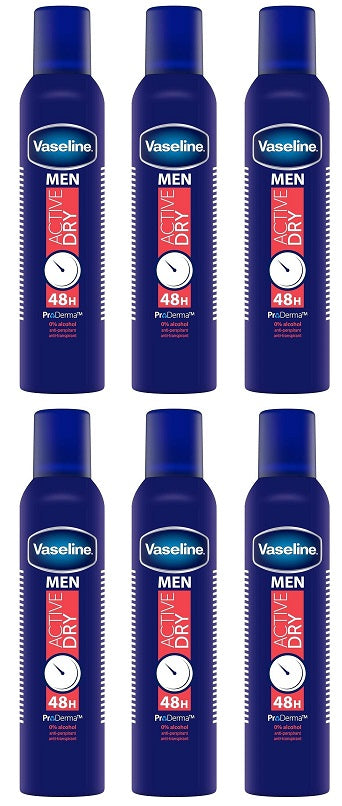 6 X Vaseline Anti P Men Active Dry - 250Ml