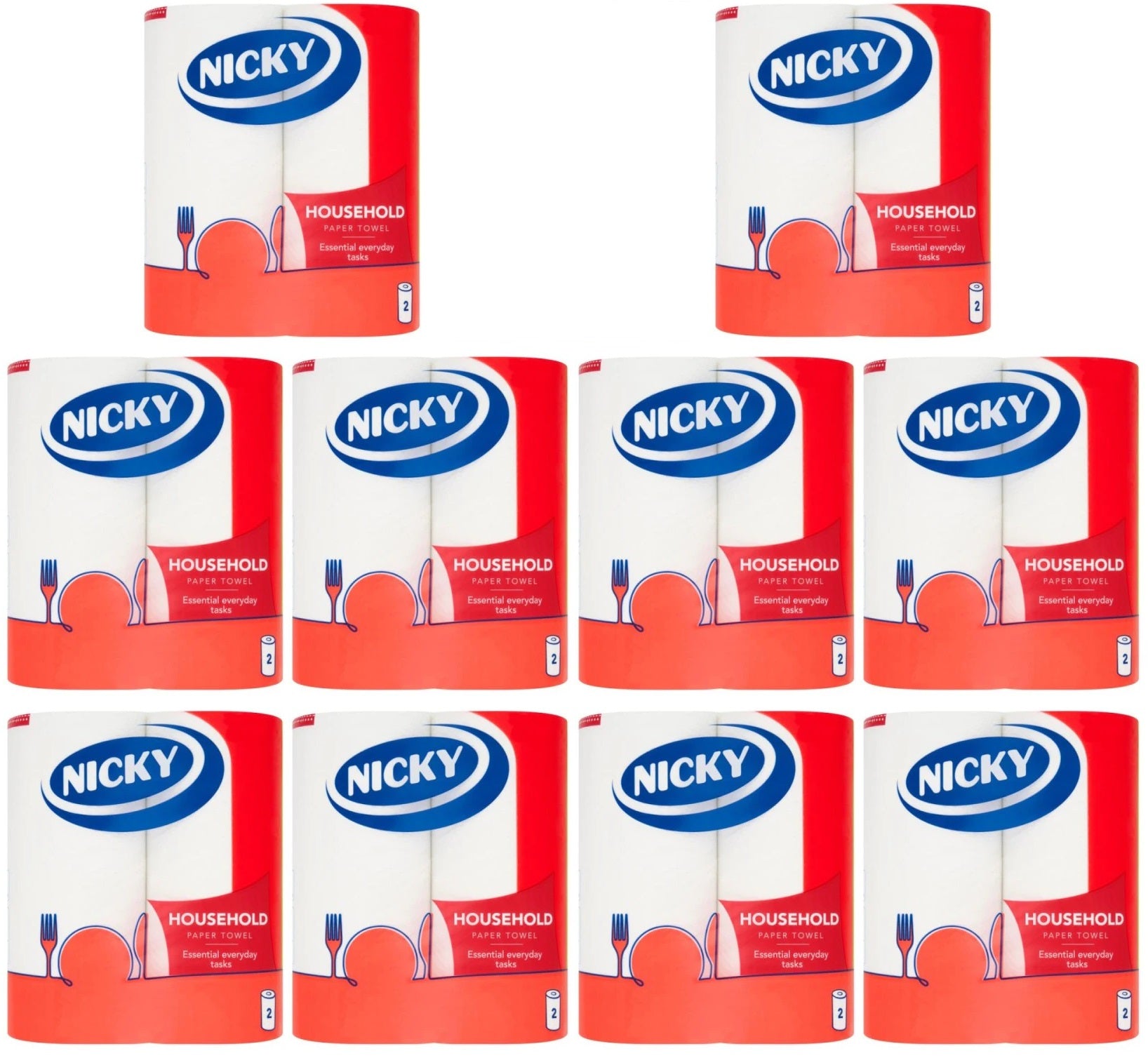 10 x Nicky Household Kitchen Towel 2 Rolls