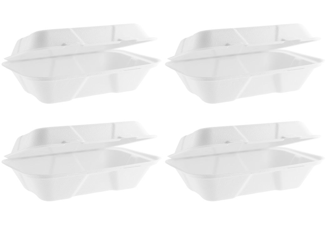 4 x D2E 9 X 6In Large Nourish Moulded Fibre Clamshell Container 50PK