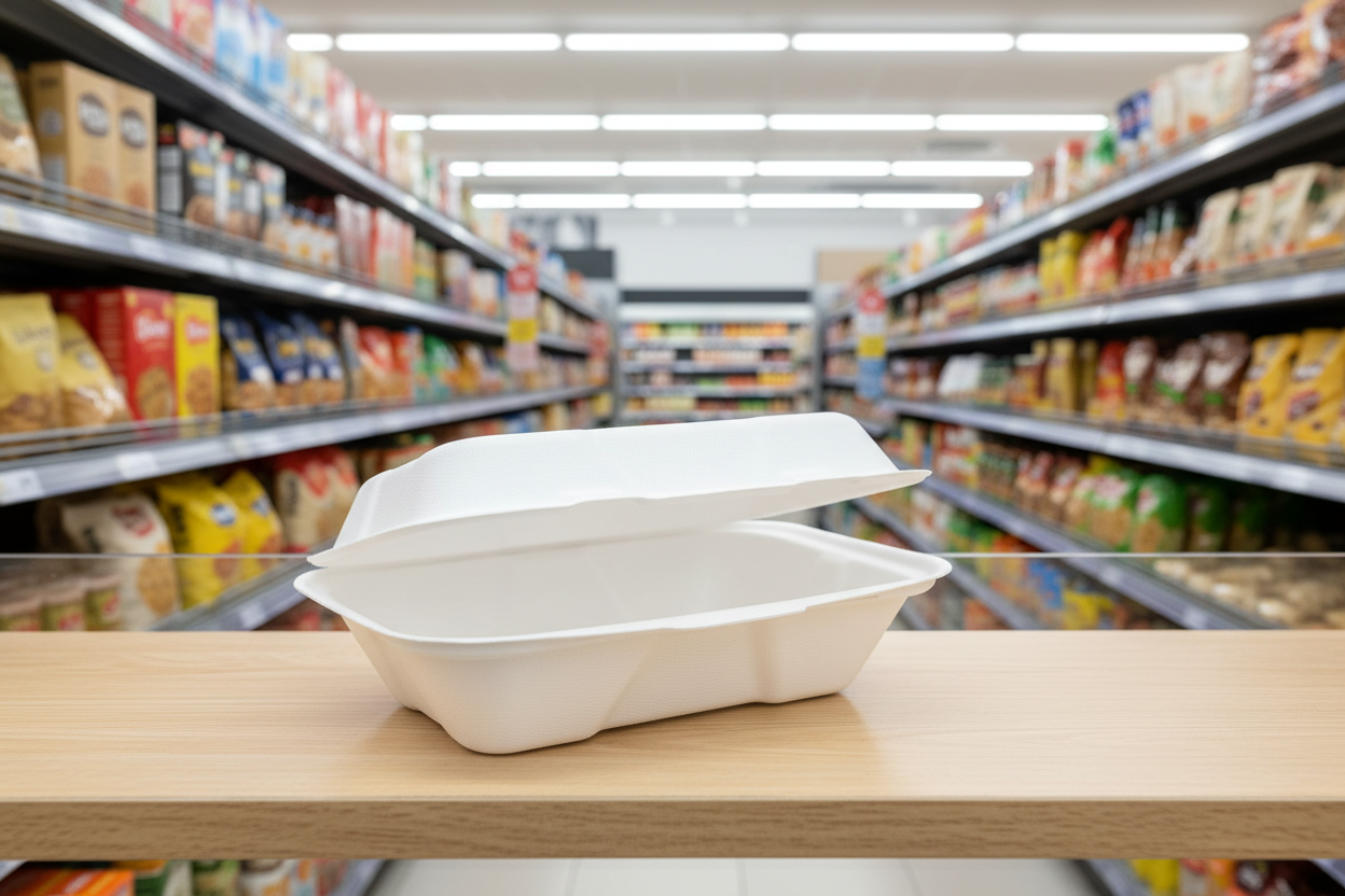 4 x D2E 9 X 6In Large Nourish Moulded Fibre Clamshell Container 50PK